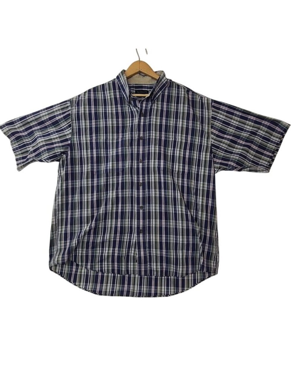 Van Heusen Men's L 16-16.5 Plaid Short Sleeve Wrinkle Free Shirt